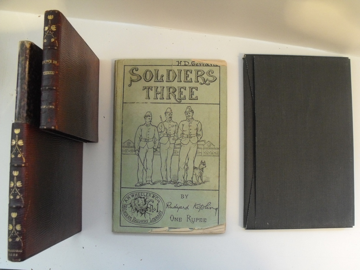 Image for Soldiers Three, A Collection of Stories Setting forth certain Passages in the Lives and Adventures of Privates Terence Mulvaney, Stanley Ortheris, andJohn Learoyd. Indian Railway Library, No. 1. First Indian Edition, First Issue.