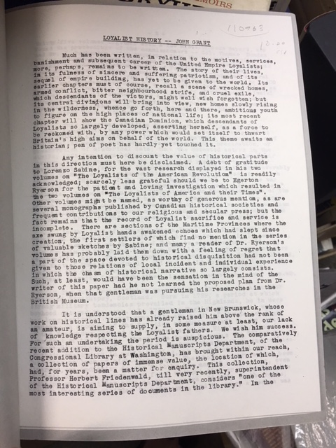 Loyalist History -- John Grant 1729-1790
