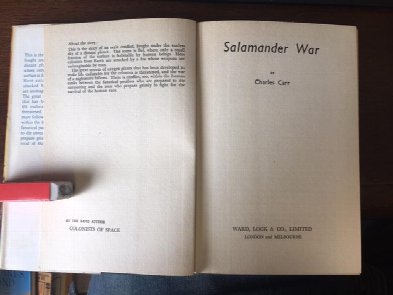 Salamander War. First Edition in dust jacket