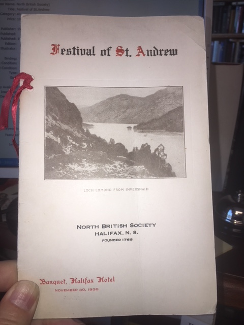Festival of St. Andrew : Banquet, Halifax Hotel, November 30, 1938