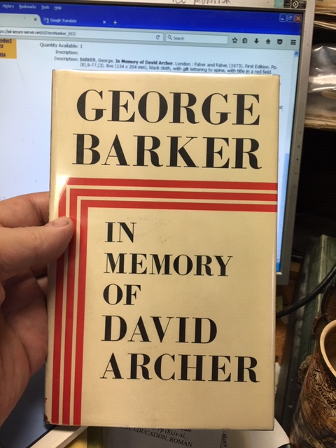 In Memory of David Archer. First Edition in dustjacket Image for In Memory of David Archer. First Edition in dustjacket
