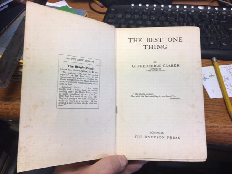 The Best One Thing. First Canadian Edition
