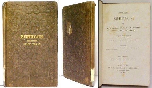 Image for Zebulon; or, The Moral Claims of Seamen Stated and Enforced. 1st US ed. Zebulon; or, The Moral Claims of Seamen Stated and Enforced. 1st US ed.