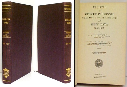 Register of Officer Personnel United States Navy and Marine Corps and Ships Data 1801-1807