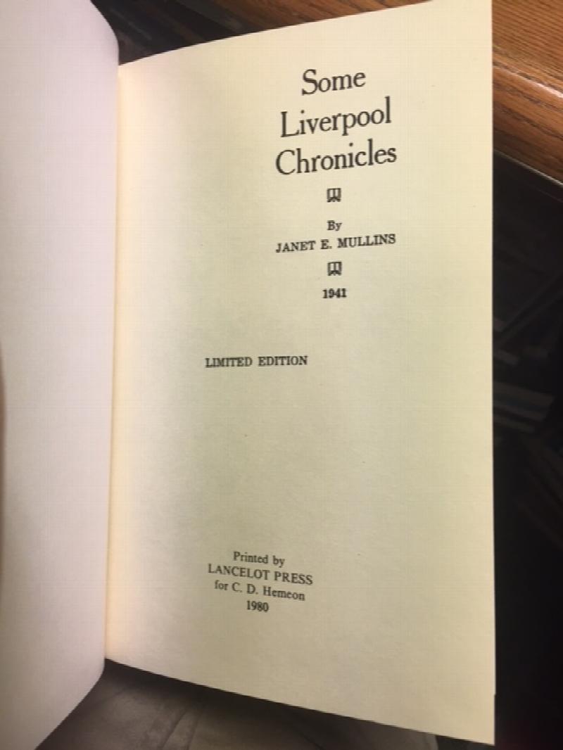 Image for Some Liverpool Chronicles. Hardcover Hemeon edition Some Liverpool Chronicles. Hardcover Hemeon edition
