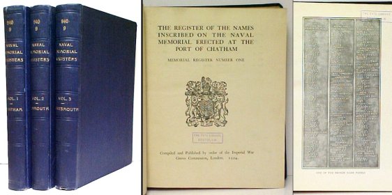 Register of Names Inscribed on the Naval Memorial Erected at . 3 vols ex-lib.