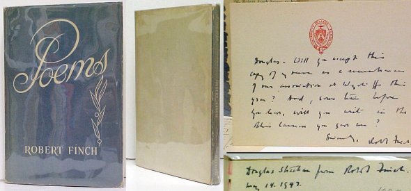 Poems. First Edition in dustjacket, Signed with 3 signed notes