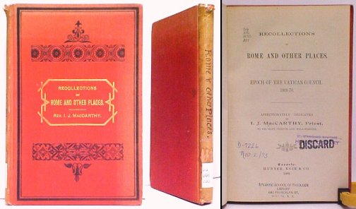 Recollections of Rome and Other Places : Epoch of the Vatican Council 1869-70. ex lib