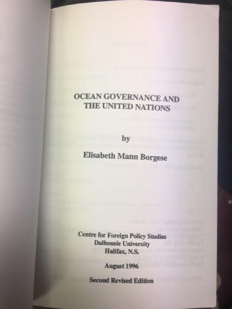 Ocean Governance and the United Nations. Second Revised Edition