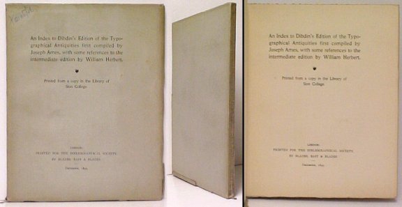 Image for Index to Dibdin's Edition of the Typographical Antiquities Index to Dibdin's Edition of the Typographical Antiquities