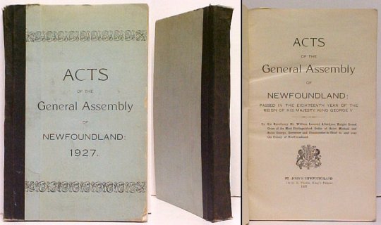 Image for Acts of the General Assembly of Newfoundland 1927 