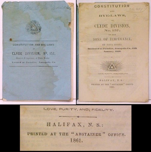Image for Constitution and Bye-Laws, of Clyde Division, No.157, of the Sons of Temperance, of Nova Scotia 