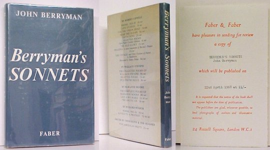 Image for Berryman's Sonnets. First British Edition in dustjacket.