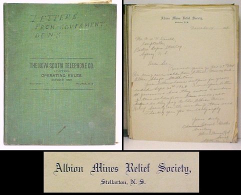Image for Albion Mines Relief Society Ephemera.  in green cloth binder. 