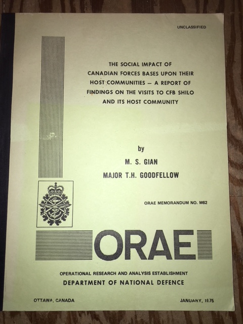 Social Impact of Canadian Forces Bases Upon Their Host Communities : A Report of Findings on the Visits to CFB Shilo and its Host Community