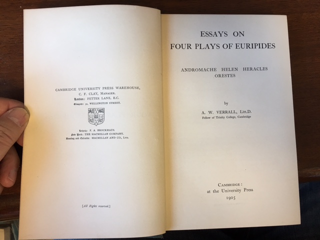 Image for Essays on Four Plays of Euripides : Andromache, Helen, Heracles, Orestes. First Edition Essays on Four Plays of Euripides : Andromache, Helen, Heracles, Orestes. First Edition