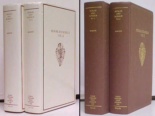 Sidrak and Bokkus : A parallel-text edition from Bodleian Library MS Laud Misc. 559 and British Library MS Lansdowne 793. 2 vols in dj.