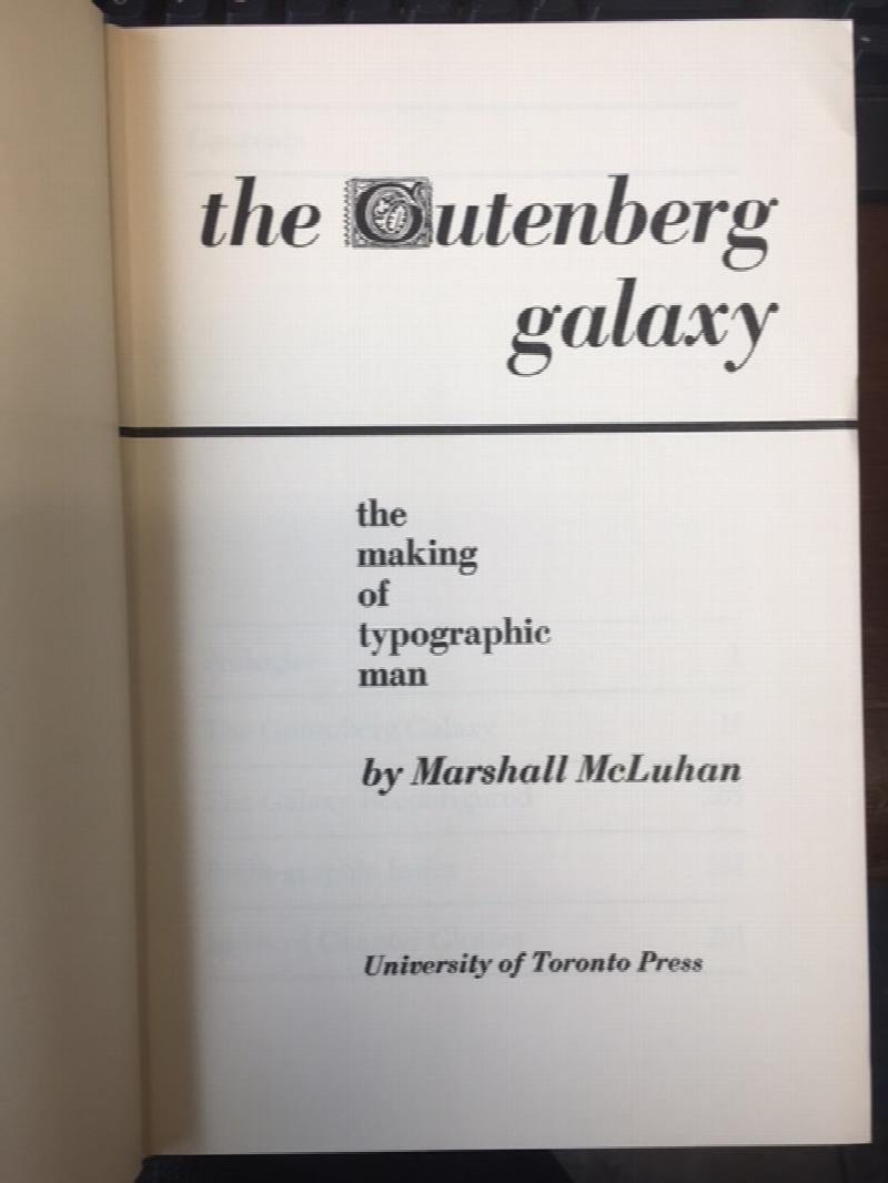 The Gutenberg Galaxy, First Canadian Edition in dust jacket