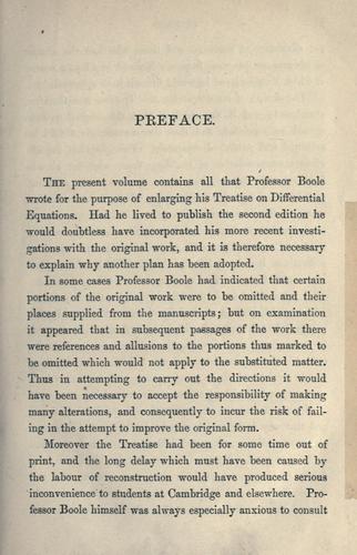 Treatise on Differential Equations. Supplemental Volume.