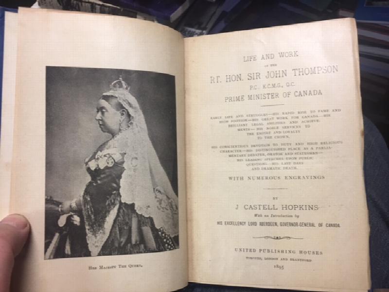 Life and Work of the Rt. Hon. Sir John Thompson, P.C.,K.C.M.G., Q.C., Prime Minister of Canada. SALESMAN'S SAMPLE