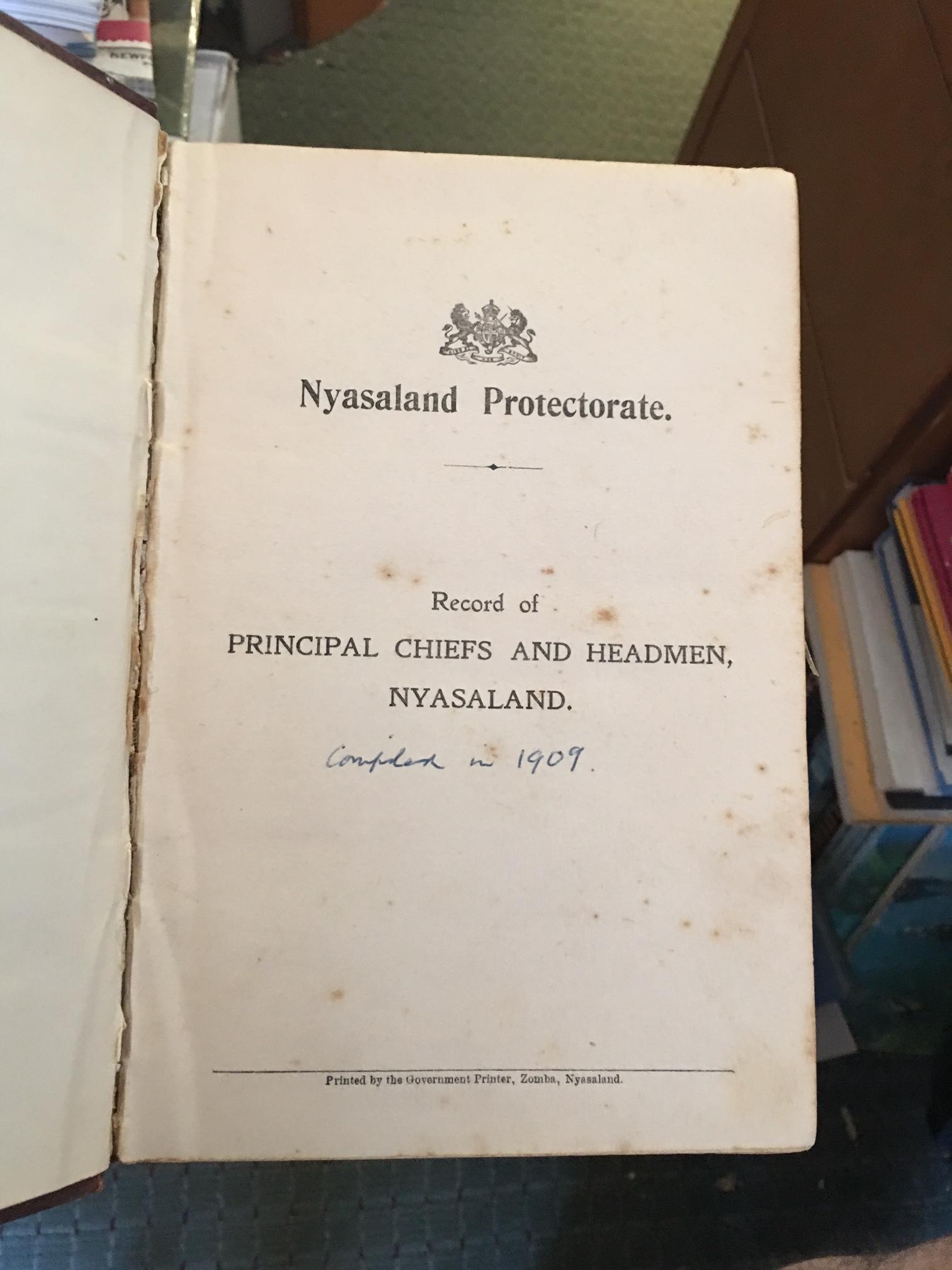 Image for Record of Principal Chiefs and Headmen, Nyasaland Record of Principal Chiefs and Headmen, Nyasaland