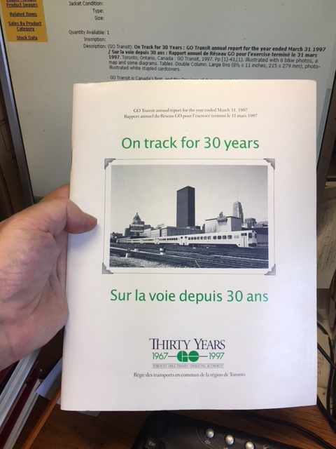 On track for 30 years : GO Transit annual report for the year ended March 31 1997 / Sur la voie depuis 30 ans : Rapport annuel de Rseau GO pour l'exercise termin le 31 mars 1997. Toronto